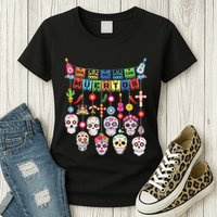 Dia De Los Muertos Funny Day Of The Dead Hanging Skulls Womens T-Shirt