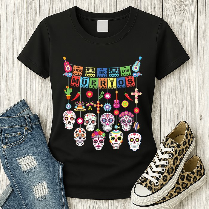 Dia De Los Muertos Funny Day Of The Dead Hanging Skulls Womens T-Shirt