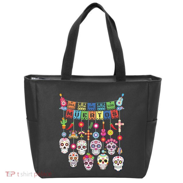 Dia De Los Muertos Funny Day Of The Dead Hanging Skulls Zip Tote Bag