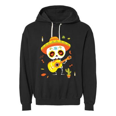Dia De Los Muertos Mexican Kids Skeleton Sugar Skull Garment-Dyed Fleece Hoodie