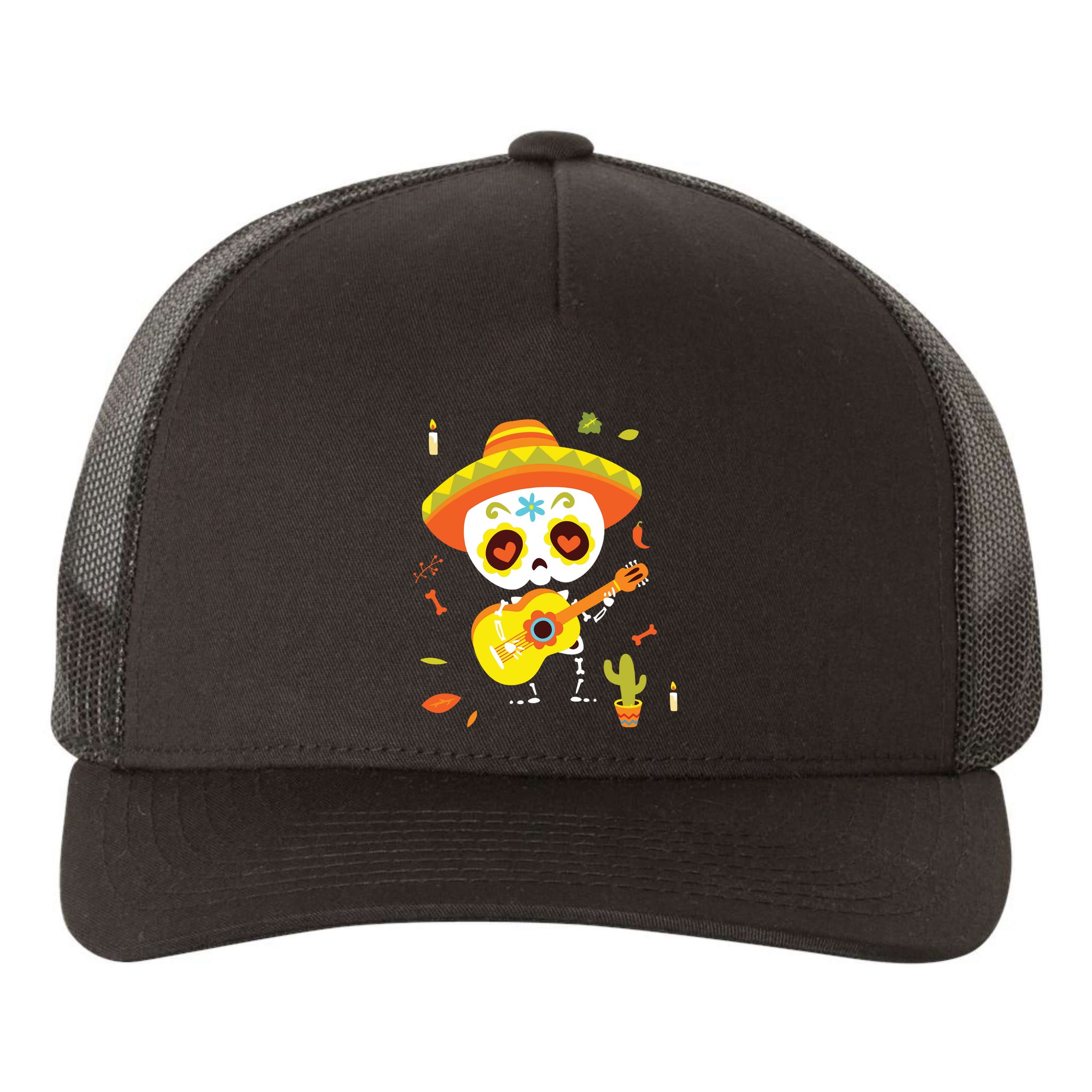 Dia De Los Muertos Mexican Kids Skeleton Sugar Skull Yupoong Adult 5-Panel Trucker Hat