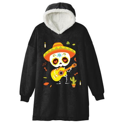 Dia De Los Muertos Mexican Kids Skeleton Sugar Skull Hooded Wearable Blanket