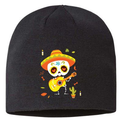 Dia De Los Muertos Mexican Kids Skeleton Sugar Skull Sustainable Beanie
