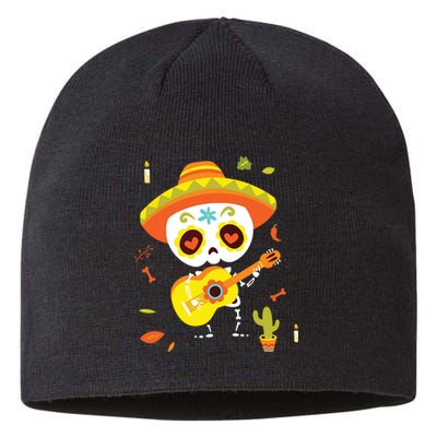 Dia De Los Muertos Mexican Kids Skeleton Sugar Skull Sustainable Beanie