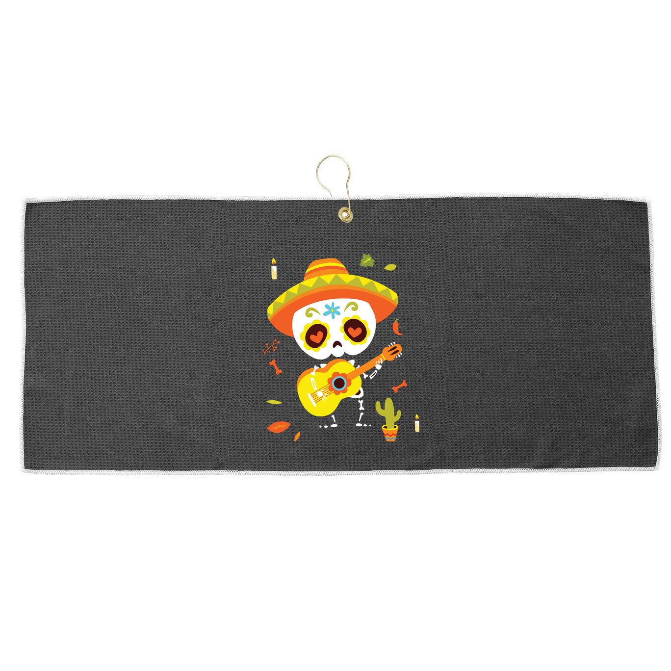 Dia De Los Muertos Mexican Kids Skeleton Sugar Skull Large Microfiber Waffle Golf Towel