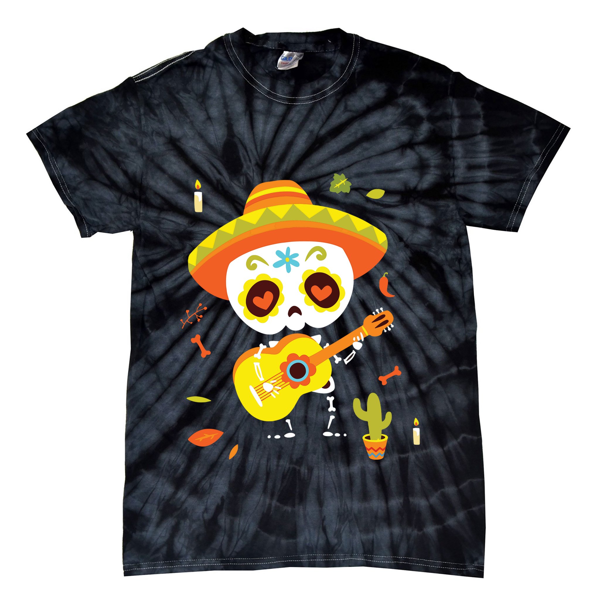 Dia De Los Muertos Mexican Kids Skeleton Sugar Skull Tie-Dye T-Shirt