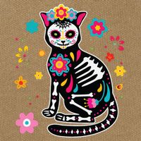 Dia De Los Muertos Cat Sugar Skull Mexican Day Of Dead Cotton Canvas Backpack