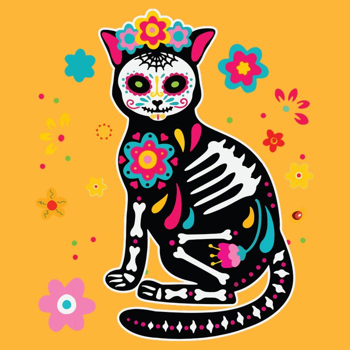 Dia De Los Muertos Cat Sugar Skull Mexican Day Of Dead Sustainable Knit Beanie