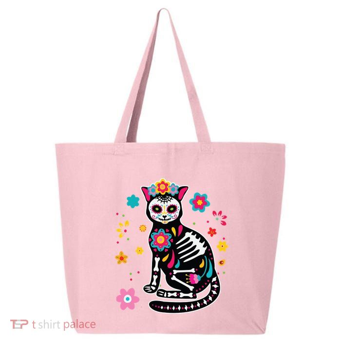 Dia De Los Muertos Cat Sugar Skull Mexican Day Of Dead 25L Jumbo Tote