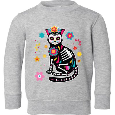 Dia De Los Muertos Cat Sugar Skull Mexican Day Of Dead Toddler Sweatshirt