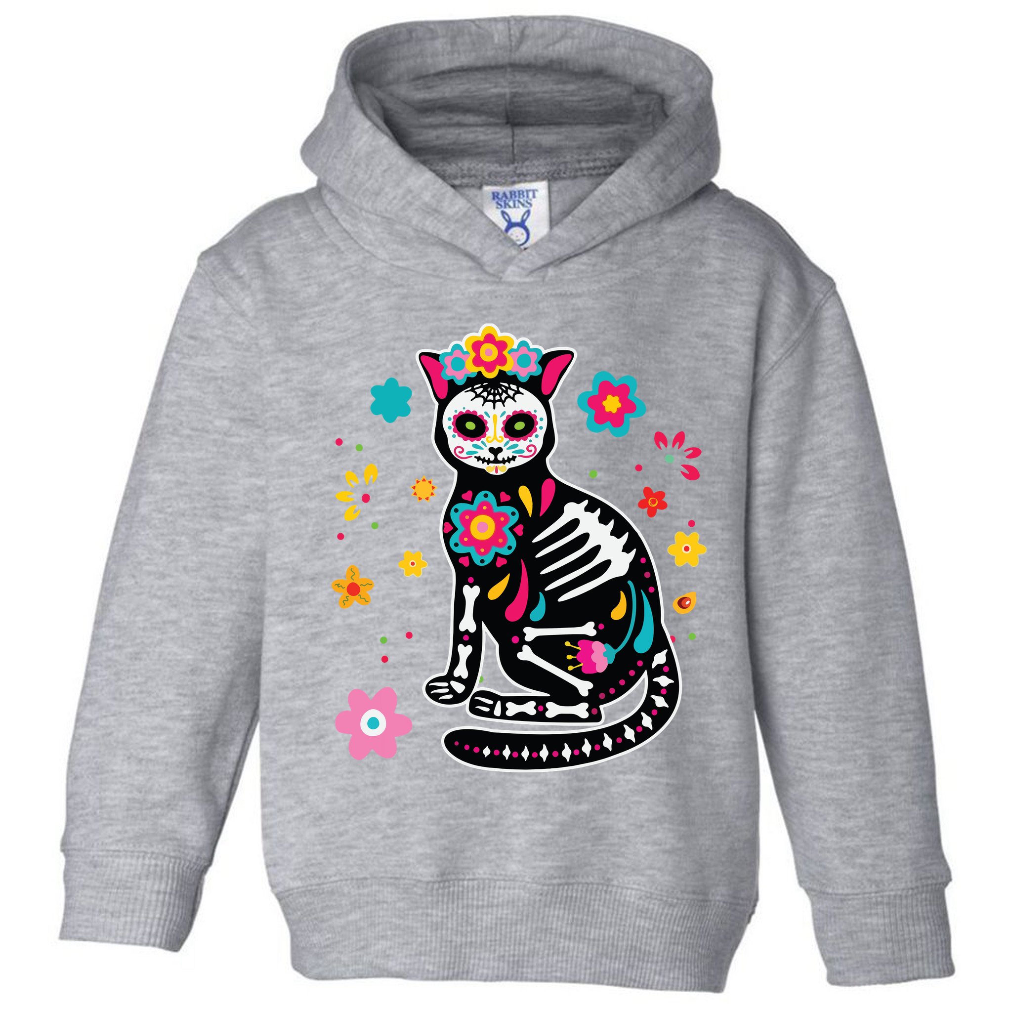 Dia De Los Muertos Cat Sugar Skull Mexican Day Of Dead Toddler Hoodie