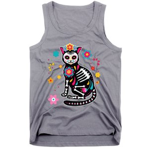 Dia De Los Muertos Cat Sugar Skull Mexican Day Of Dead Tank Top