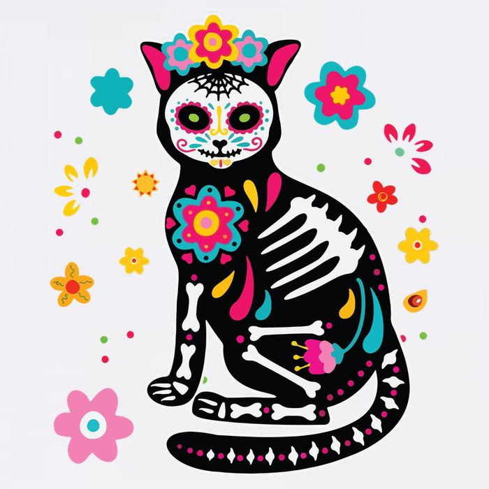 Dia De Los Muertos Cat Sugar Skull Mexican Day Of Dead Cooling Performance Crew T-Shirt