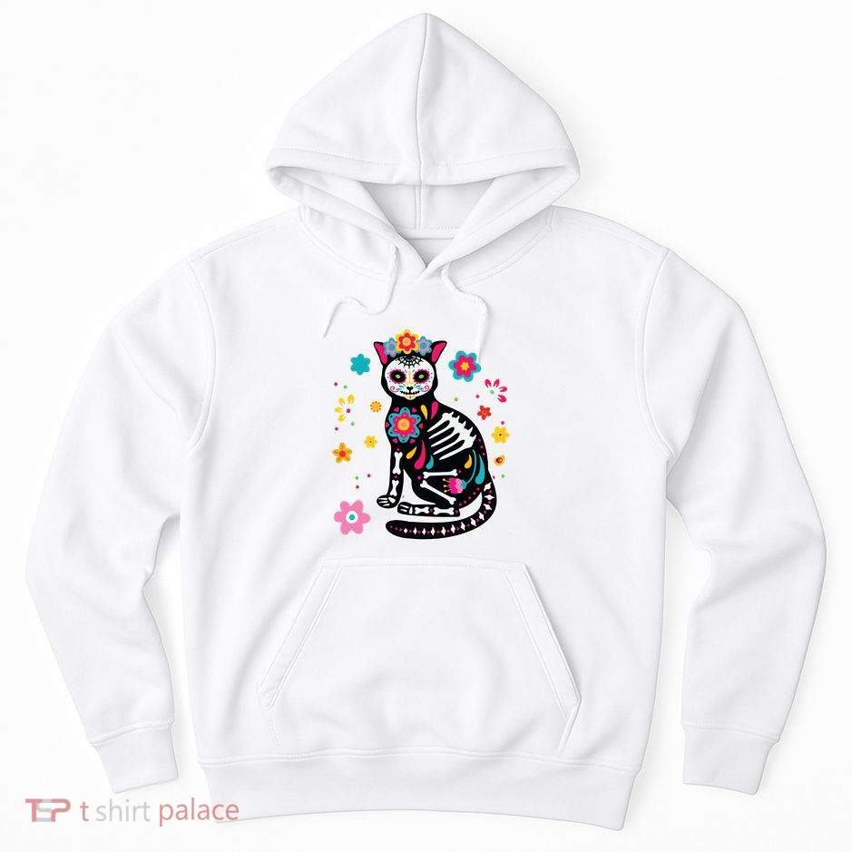 Dia De Los Muertos Cat Sugar Skull Mexican Day Of Dead Hoodie