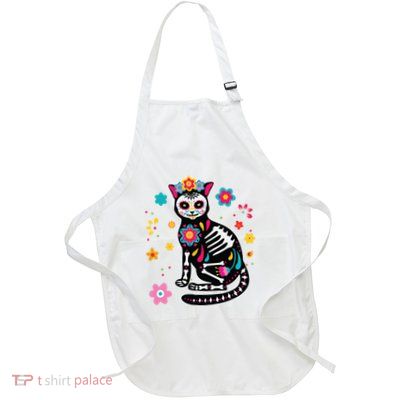 Dia De Los Muertos Cat Sugar Skull Mexican Day Of Dead Apron