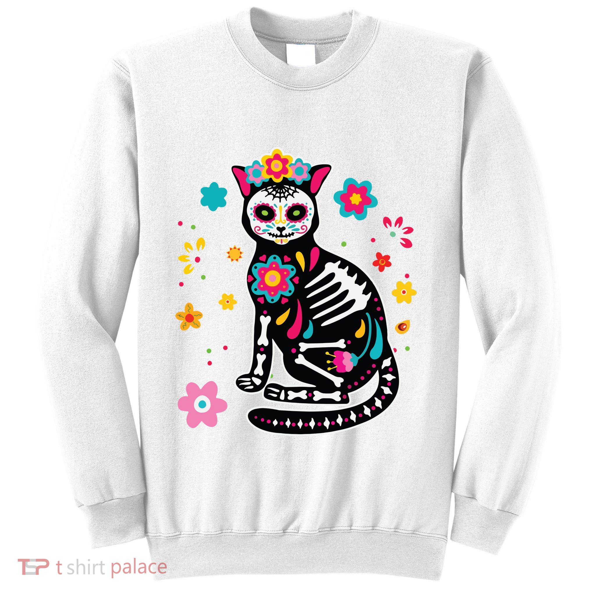 Dia De Los Muertos Cat Sugar Skull Mexican Day Of Dead Sweatshirt