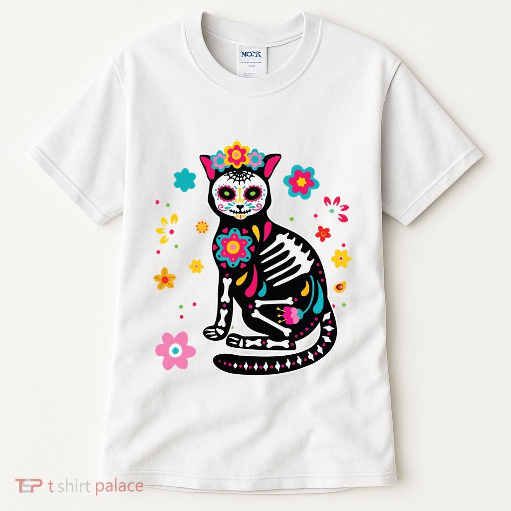 Dia De Los Muertos Cat Sugar Skull Mexican Day Of Dead Tall T-Shirt