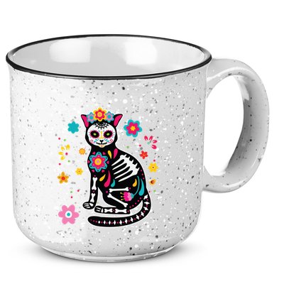 Dia De Los Muertos Cat Sugar Skull Mexican Day Of Dead 15oz Campfire Ceramic Mug