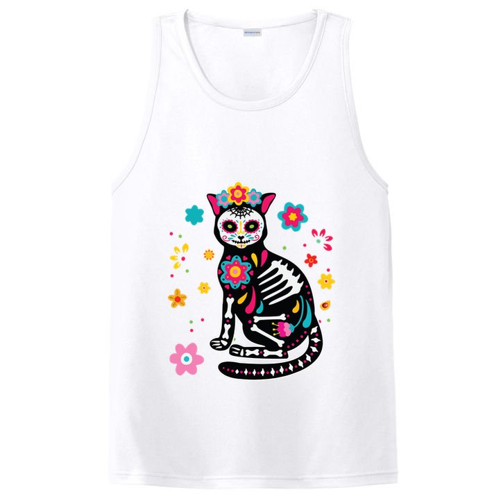 Dia De Los Muertos Cat Sugar Skull Mexican Day Of Dead PosiCharge Competitor Tank
