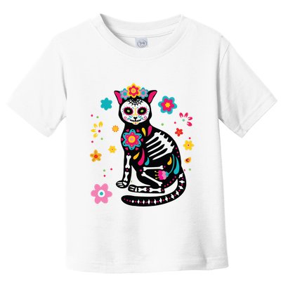Dia De Los Muertos Cat Sugar Skull Mexican Day Of Dead Toddler T-Shirt