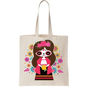 Dia De Los Muertos Mexican Kids Girl Sugar Skull Tote Bag