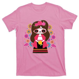 Dia De Los Muertos Mexican Kids Girl Sugar Skull T-Shirt