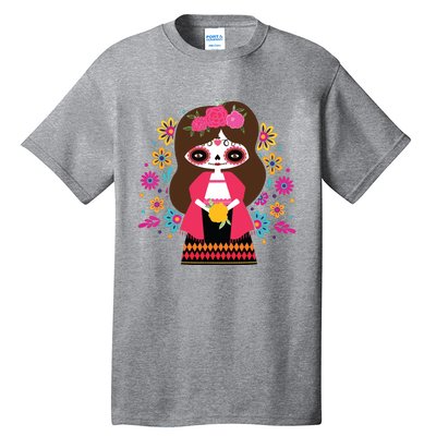 Dia De Los Muertos Mexican Kids Girl Sugar Skull Tall T-Shirt