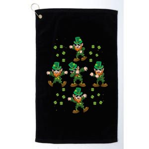 Dab Dancing Leprechaun Shamrock Irish Saint Patricks Day Cute Gift Platinum Collection Golf Towel