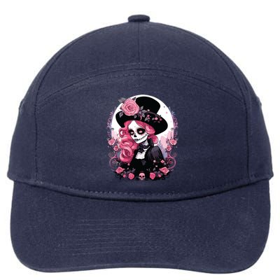 Dia De Los Muertos La Catrina Day Of The Dead 7-Panel Snapback Hat