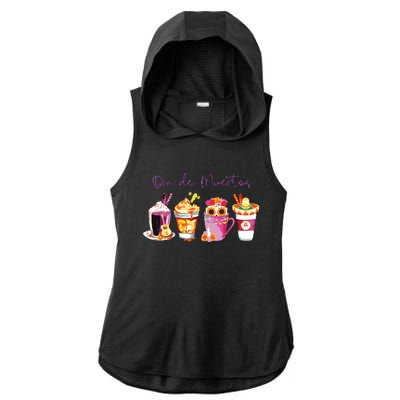 Dia De Los Muertos Skull Coffee Latte Day Of The Dead Drinks Ladies PosiCharge Tri-Blend Wicking Draft Hoodie Tank