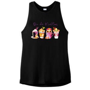 Dia De Los Muertos Skull Coffee Latte Day Of The Dead Drinks Ladies PosiCharge Tri-Blend Wicking Tank