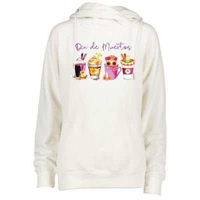 Dia De Los Muertos Skull Coffee Latte Day Of The Dead Drinks Womens Funnel Neck Pullover Hood