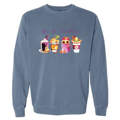 Dia De Los Muertos Skull Coffee Latte Day Of The Dead Drinks Garment-Dyed Sweatshirt