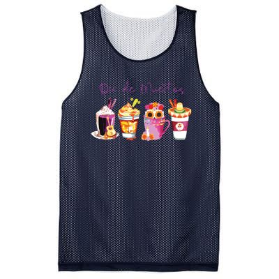 Dia De Los Muertos Skull Coffee Latte Day Of The Dead Drinks Mesh Reversible Basketball Jersey Tank