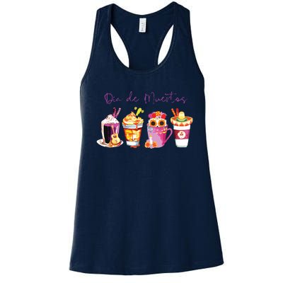 Dia De Los Muertos Skull Coffee Latte Day Of The Dead Drinks Women's Racerback Tank