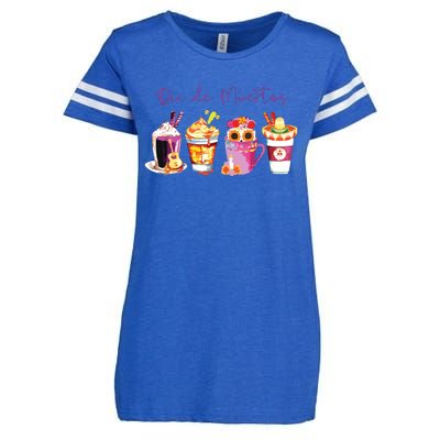 Dia De Los Muertos Skull Coffee Latte Day Of The Dead Drinks Enza Ladies Jersey Football T-Shirt