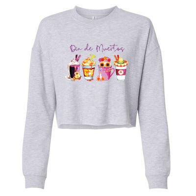 Dia De Los Muertos Skull Coffee Latte Day Of The Dead Drinks Cropped Pullover Crew