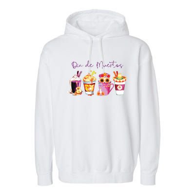 Dia De Los Muertos Skull Coffee Latte Day Of The Dead Drinks Garment-Dyed Fleece Hoodie