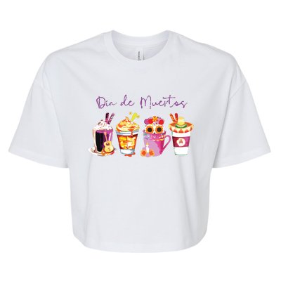 Dia De Los Muertos Skull Coffee Latte Day Of The Dead Drinks Bella+Canvas Jersey Crop Tee