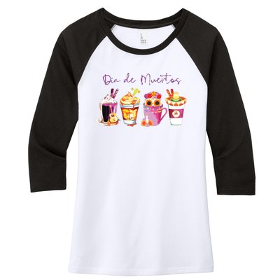 Dia De Los Muertos Skull Coffee Latte Day Of The Dead Drinks Women's Tri-Blend 3/4-Sleeve Raglan Shirt