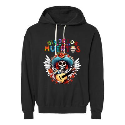 Dia De Los Muertos Catrina Sugar Skull Day of Dead Halloween Garment-Dyed Fleece Hoodie