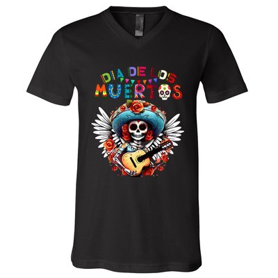 Dia De Los Muertos Catrina Sugar Skull Day of Dead Halloween V-Neck T-Shirt