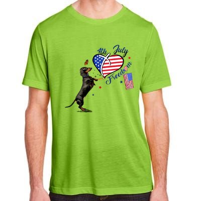 Dachshund Drawing Love America 4th Of July Freedom Day Funny Gift Adult ChromaSoft Performance T-Shirt