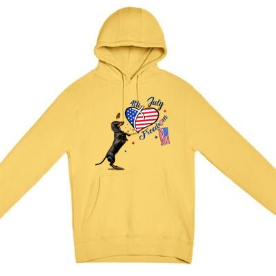 Dachshund Drawing Love America 4th Of July Freedom Day Funny Gift Premium Pullover Hoodie