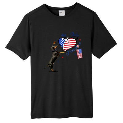 Dachshund Drawing Love America 4th Of July Freedom Day Funny Gift Tall Fusion ChromaSoft Performance T-Shirt