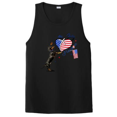 Dachshund Drawing Love America 4th Of July Freedom Day Funny Gift PosiCharge Competitor Tank