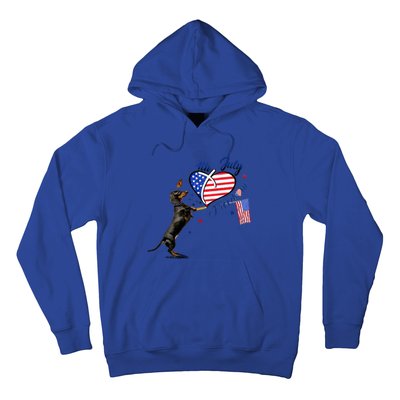 Dachshund Drawing Love America 4th Of July Freedom Day Funny Gift Hoodie