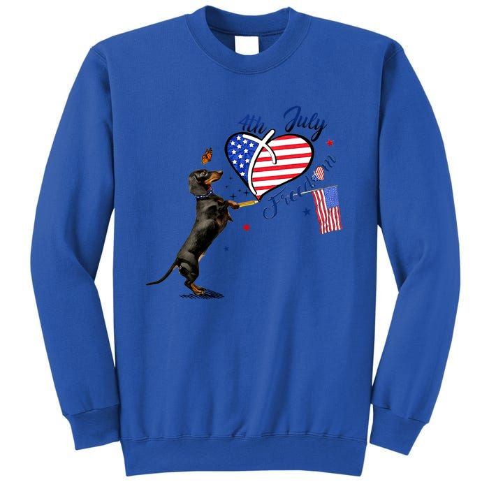 Dachshund Drawing Love America 4th Of July Freedom Day Funny Gift Sweatshirt