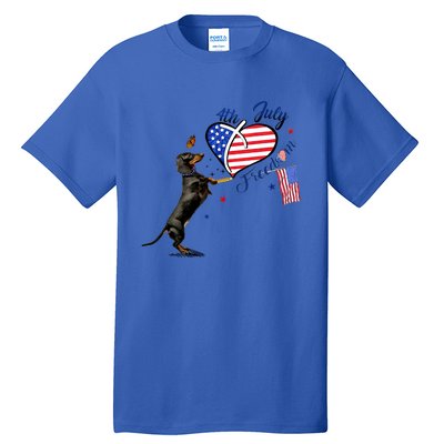 Dachshund Drawing Love America 4th Of July Freedom Day Funny Gift Tall T-Shirt