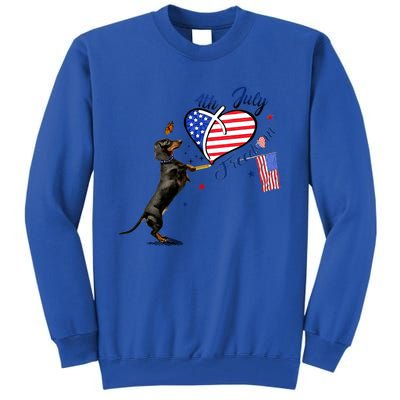 Dachshund Drawing Love America 4th Of July Freedom Day Funny Gift Tall Sweatshirt